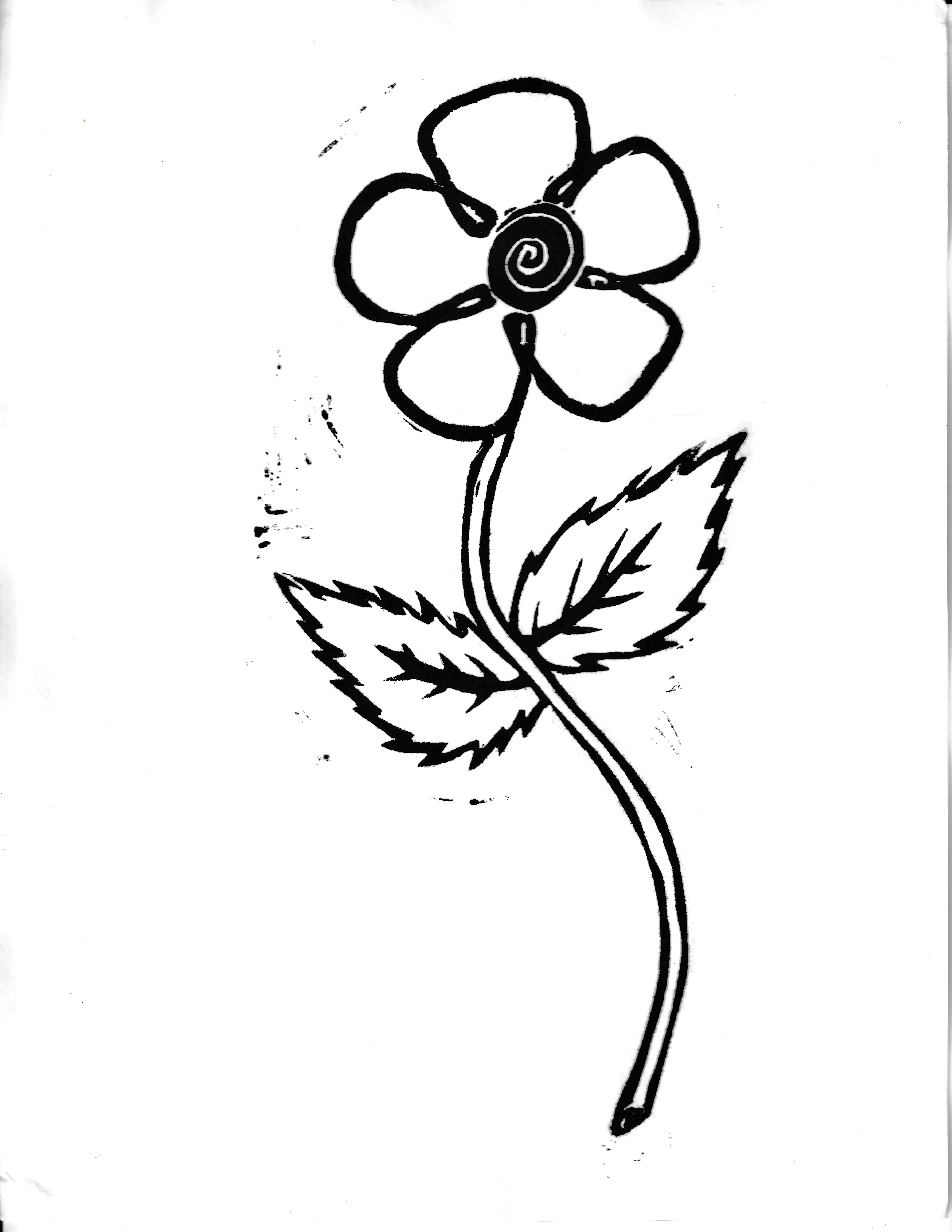 Hand-carved flower print